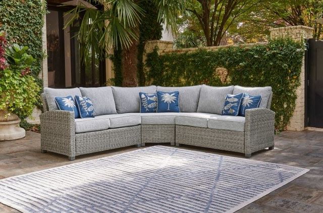 Signature Design by Ashley® Naples Beach 3-Piece Gray Wicker Outdoor Sectional-8