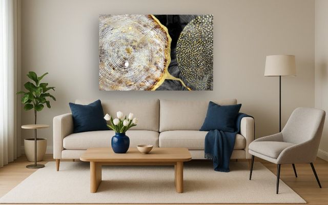 Classy Living Abstract Gold Circle Rhinestones Wall Art-1