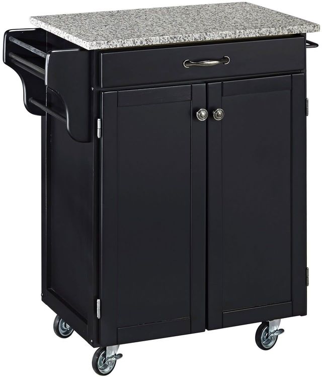homestyles® Cuisine Cart Black/Salt-and-Pepper Granite Kitchen Cart-0