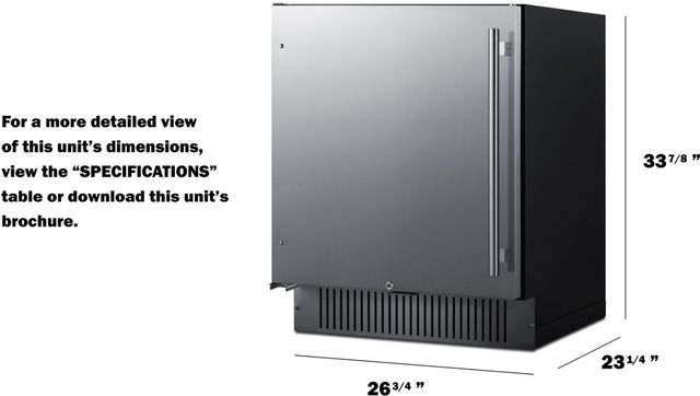 Summit® 27" 5 Cu. Ft. Stainless Steel Under The Counter Refrigerator-3