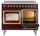 Ilve® Nostalgie II Noblesse 40'' Burgundy Pro Style Induction Range with Brass Trim-4