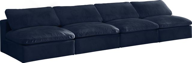 Meridian Furniture Cozy Navy Velvet 156" Cloud Modular Armless Sofa-0