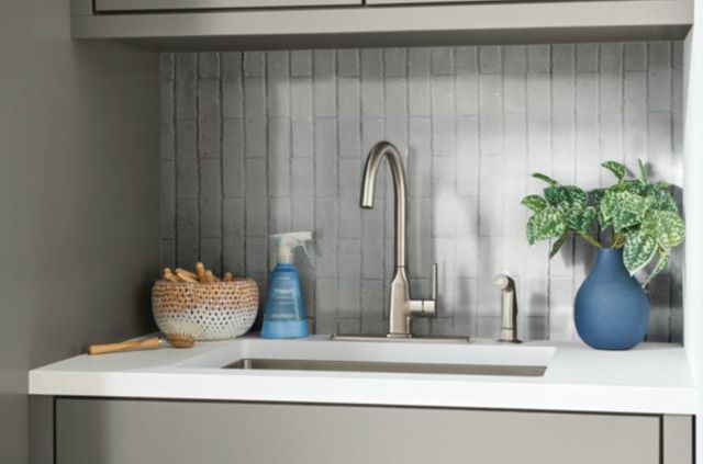 Peerless Ezra® Stainless Single Handle Kitchen Faucet with Spray-1