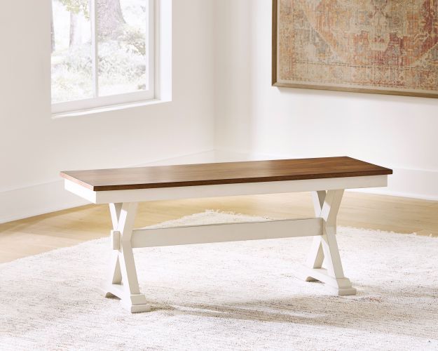 Signature Design by Ashley® Jendanton Antique White/Brown Large Dining Bench-1