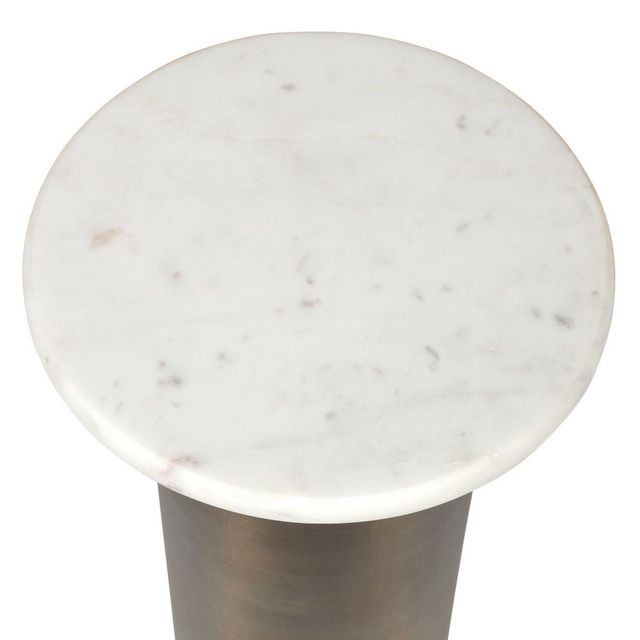 Uttermost® Reiss White Marble Drink Table with Brass Base-2