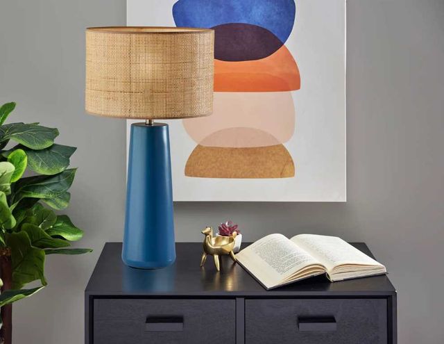 Adesso® Sheffield Blue Tall Table Lamp-4