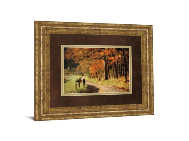 Classy Art “Autumns Morning Light” By D. Burt Orange 34 in. x 40 in. Framed Print Wall Art-1