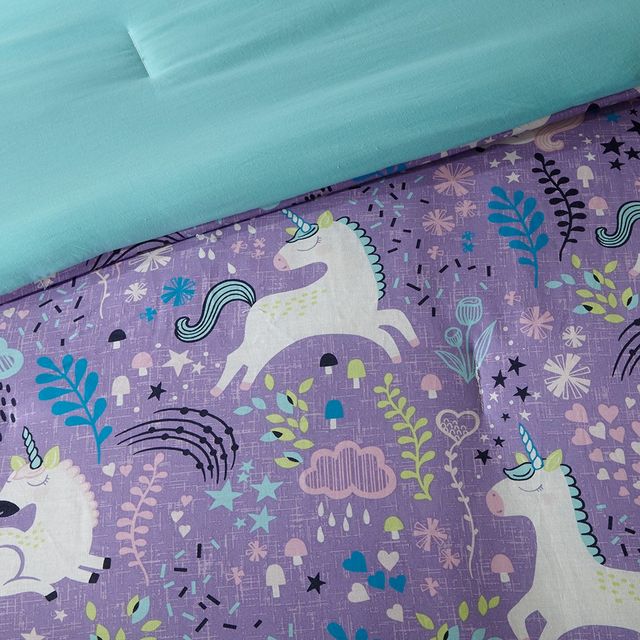 Olliix by Urban Habitat Kids Lola Purple Full/Queen Unicorn Cotton Comforter Set-2