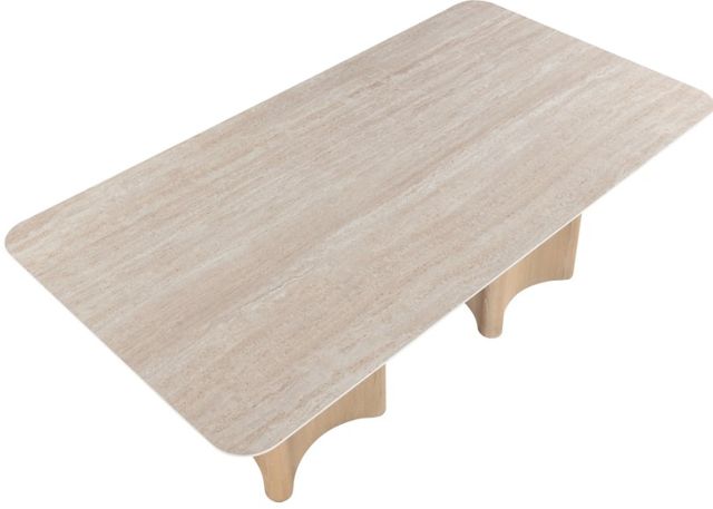 Meridian Furniture Corvina Travertine Rectangular Dining Table with Natural Base-3