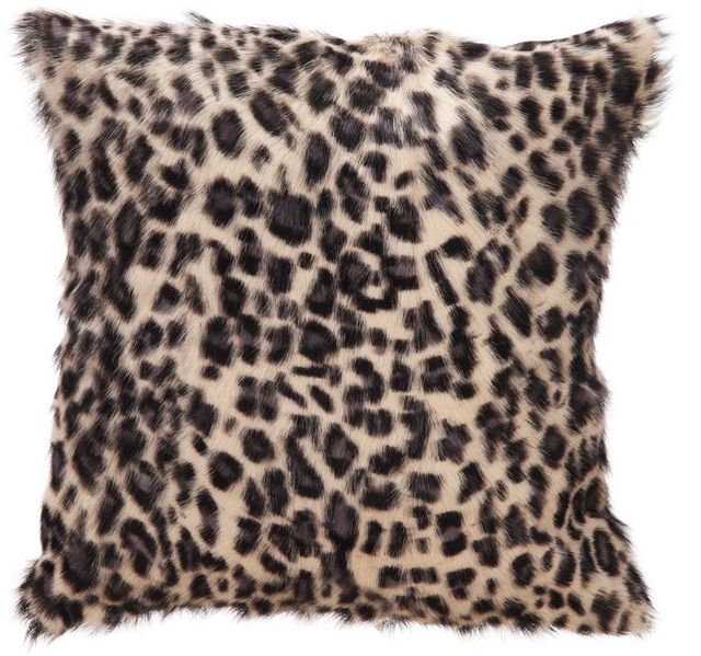 Moe's Home Collection Spotted Goat Blue Leopard Fur Pillow-0