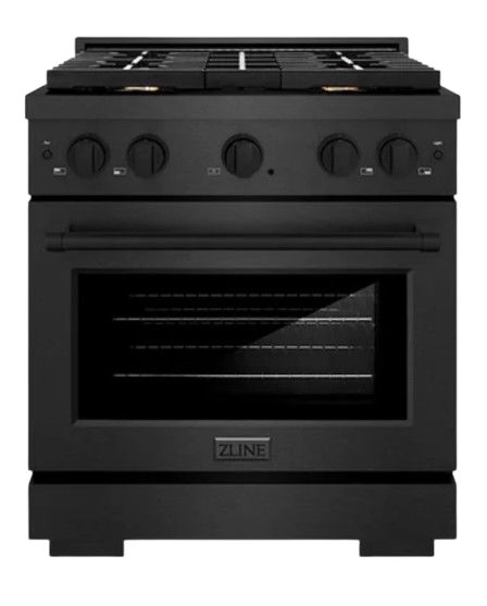 ZLINE Paramount 30" 4.2 cu. ft. Black Satin Stainless Steel Paramount Dual Fuel Range with Gas Cooktop and Electric Convection Oven-0