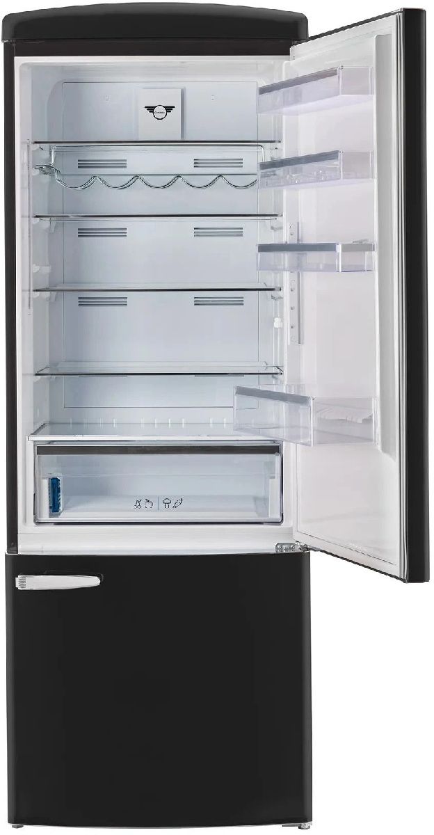 Unique® Appliances Classic Retro 28" 17 Cu. Ft. Matte Black Counter Depth Bottom Freezer Refrigerator-3