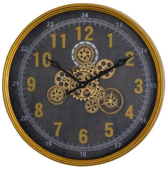 YHD Dark/Gold Round Gear Clock-0