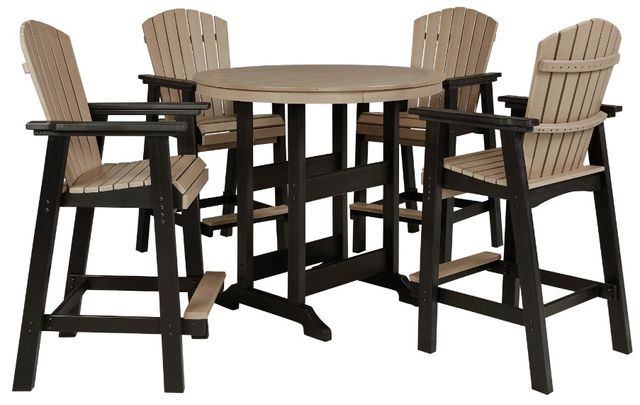 Fairen Trail 5 Piece Outdoor Bar Set - Black/Driftwood