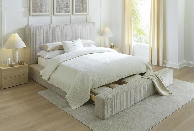 Albany Industries Nestle Buff Queen Upholstered Panel Bed-1