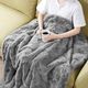 Olliix by Madison Park Claire Luxury Basketweave Grey Faux Fur Throw-3