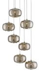 Currey & Company Pepper Painted Silver/Nickel 7-Light Multi-Drop Pendant-0