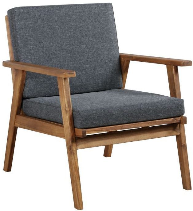 Linon Cosgrove 4-Piece Gray Fabric/Wooden Outdoor Patio Chat Set-3