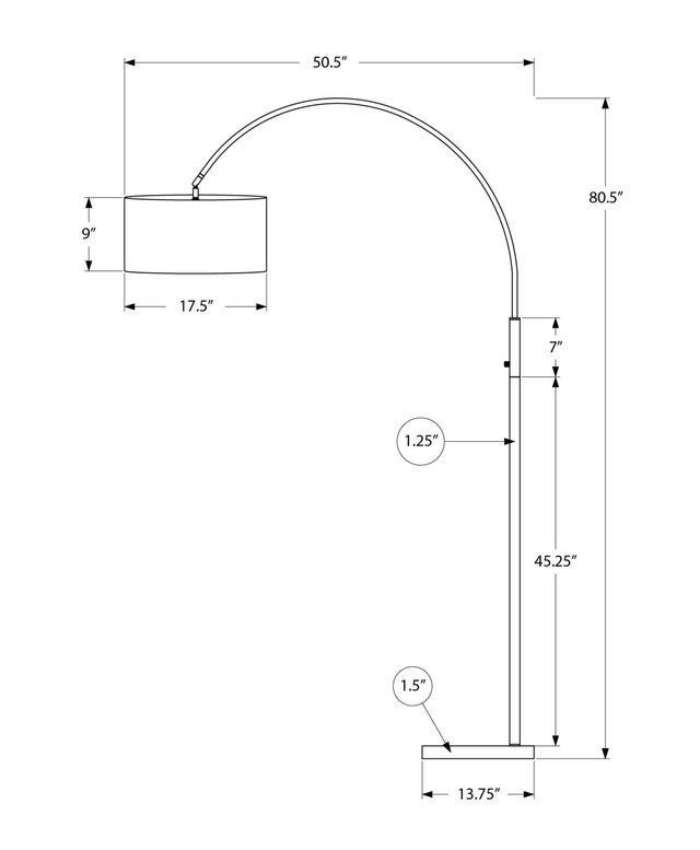 Monarch Specialties Inc. Black 81" Arc Floor Lamp-2