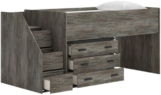 Signature Design by Ashley® Frandern Gray Twin Loft Bed with Drawer Storage-4