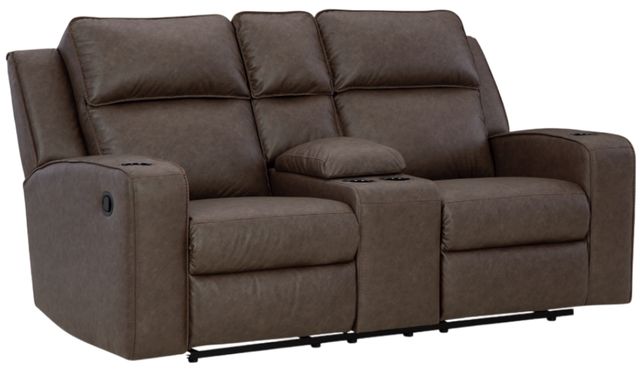 Signature Design by Ashley® Lavenhorne Umber Manual Reclining Loveseat with Console-0