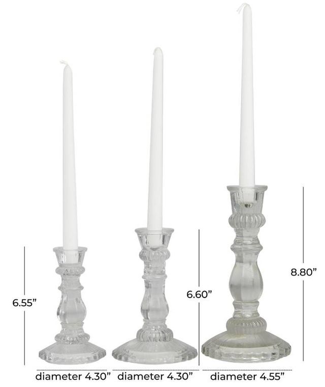 Deco Marche Novogratz 3-Piece Clear Candle Holder Set-3