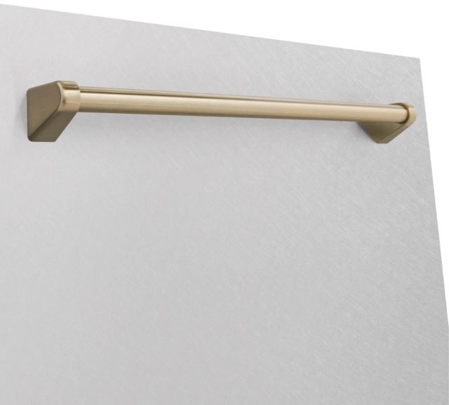 Zline Autograph Edition 24" Satin Stainless Steel Dishwasher Panel with Champagne Bronze Handle-3