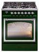 Ilve® Nostalgie II Noblesse 30" Emerald Green Pro Style Dual Fuel Range with Chrome Trim-0