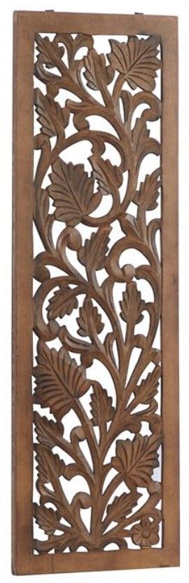 Deco Marche Brown Floral Handmade Intricately Carved Acanthus Wall Decor-1
