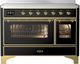 Ilve® Majestic III 48" Glossy Black Pro Style Induction Range with Triple Glass Door and Brass Trim-0