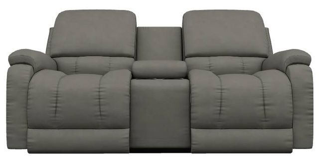 La-Z-Boy® Greyson Blue Grey Leather Manual Reclining Loveseat with Console-1
