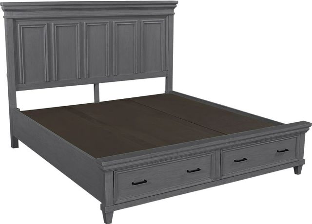 aspenhome® Caraway Aged Slate Queen Panel Storage Bed-1
