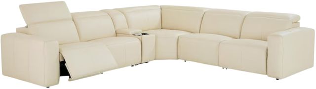 Bassett® Furniture Club Level Airy 6-Piece Linen Leather Power Reclining Sectional-1