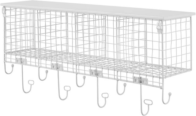 Linon White Cubby Wall Shelf-3