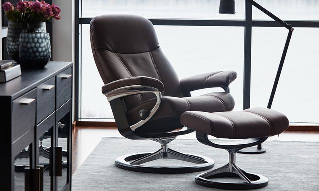 Stressless® by Ekornes® Customizable Consul Large Manual Recliner and Ottoman with Signature Base-1