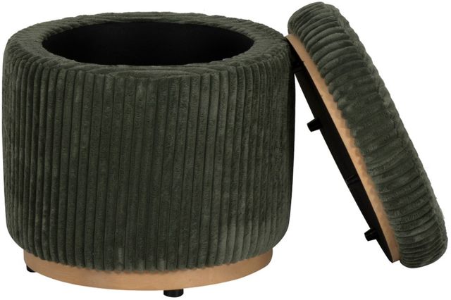 Linon Sunny Green Corduroy Round Ottoman-2