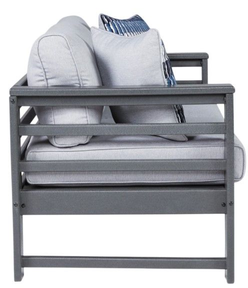 Signature Design by Ashley® Amora Charcoal Gray Fabric/Steel Outdoor Loveseat-2