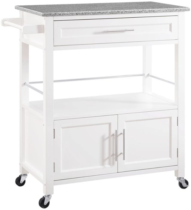 Linon Cameron White Kitchen Cart with Granite Top-0
