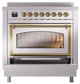 Ilve® Nostalgie II Noblesse 36'' Stainless Steel Pro Style Induction Range with Brass Trim-2