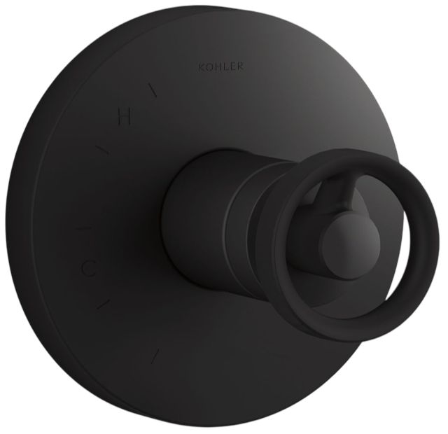 KOHLER® Components® Rite-Temp® Matte Black Valve Trim with Industrial Handle-0