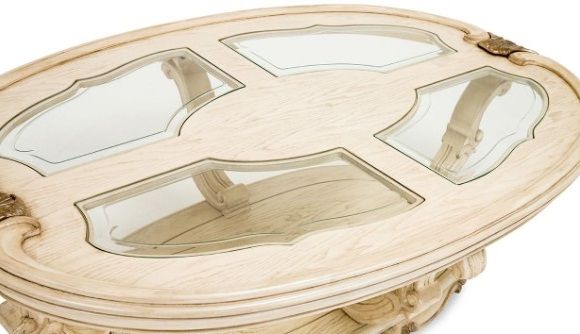 Michael Amini® Platine De Royale Champagne Oval Cocktail Table-3