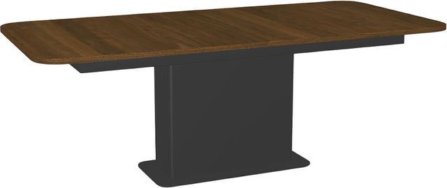 Amisco Customizable Lucarelli 108" Rectangular Extendable Table with 1" Walnut Veneer Top, Radius Corners and 1 Leaf-0