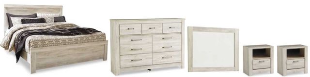 Signature Design by Ashley® Bellaby 5-Piece Whitewash King Panel Bed Set-0