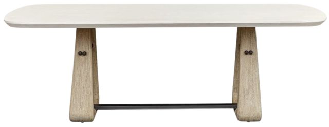 Uttermost® Circa Warm White Concrete/Wood Indoor-Outdoor Dining Table with Cerused Wheat Base-3