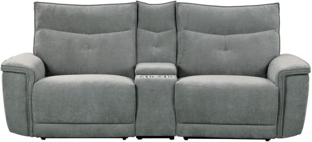 Homelegance® Tesoro Dark Gray Double Power Reclining Loveseat with Center Console and Power Headrests-2