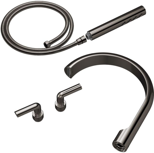 Brizo Roccesco™ Brilliance® Black Onyx 2-Handle Tub Filler Trim Kit with Bent Lever Handles-0