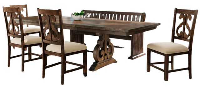 Elements International Stone 6-Piece Charcoal Dining Set