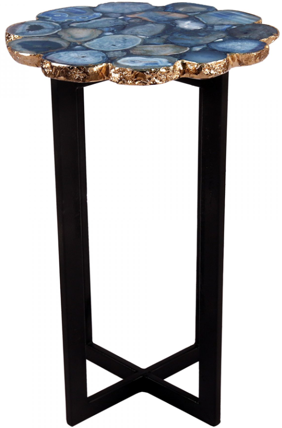 Moe's Home Collection Azul Blue Agate Accent Table with Metal Base-1