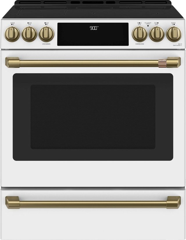 Café™ Brushed Brass Front Control Induction Knobs and Handle Kit-2