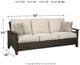 Signature Design by Ashley® Paradise Trail Medium Brown Aluminum/Resin Wicker Outdoor Sofa with Cushion-3